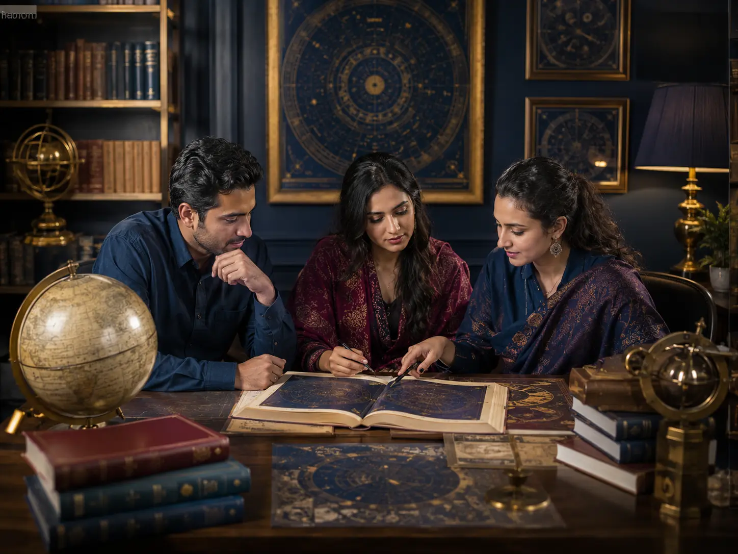 Astrology and Vedic studies learning scene